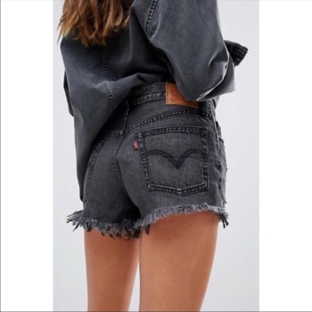 Levi’s 501 Cutoff Jean Shorts Faded Black Denim 28